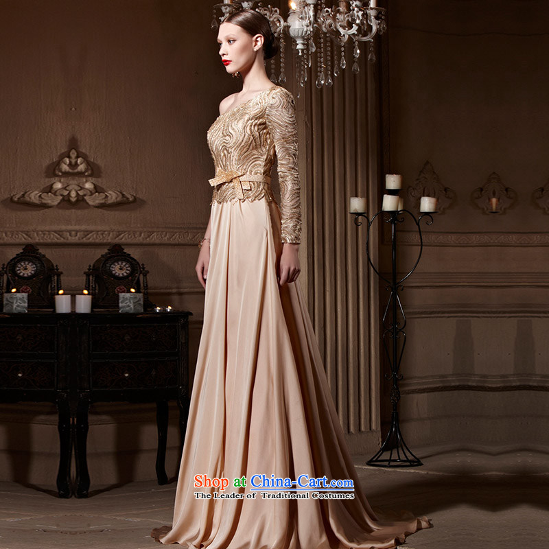 Creative Fox evening dresses Gold Diamond Wedding banquet dinner dress shoulder dress Welcome Service Bridal long bows to serve under the auspices of dress photo color S creativity 1990 Fox (coniefox) , , , shopping on the Internet