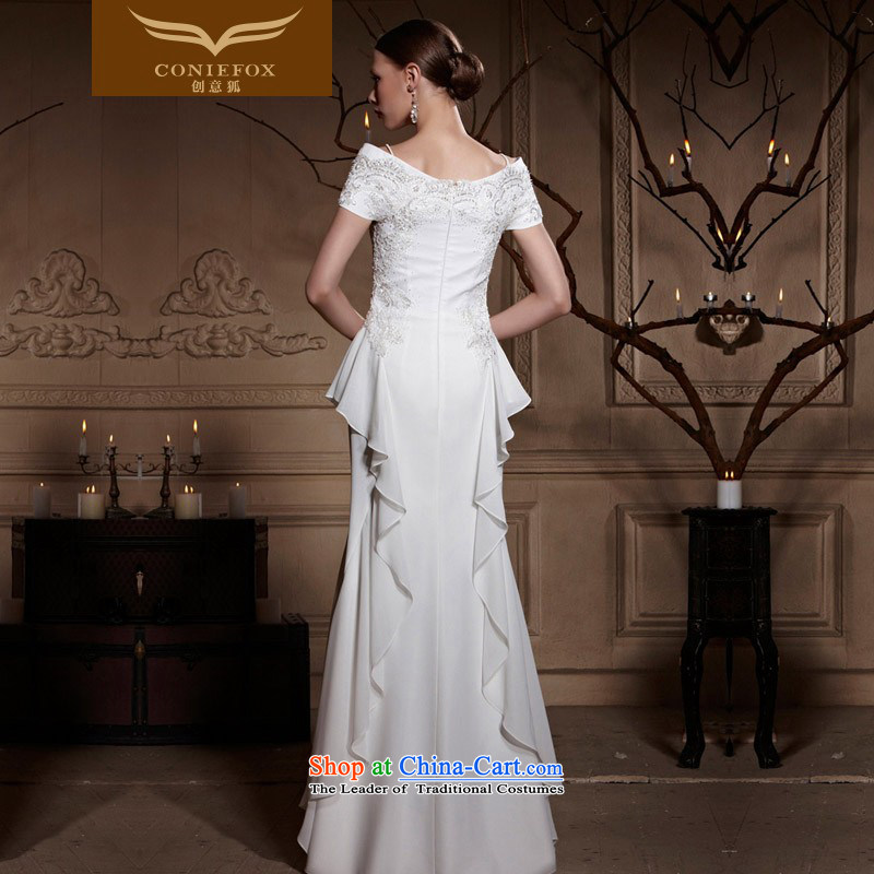 Creative Fox evening dress white wedding dresses skirts bride first field shoulder long dresses Sau San toasting champagne evening dress skirt hospitality services hosted services 82009  S creative Fox Of The White (coniefox) , , , shopping on the Internet