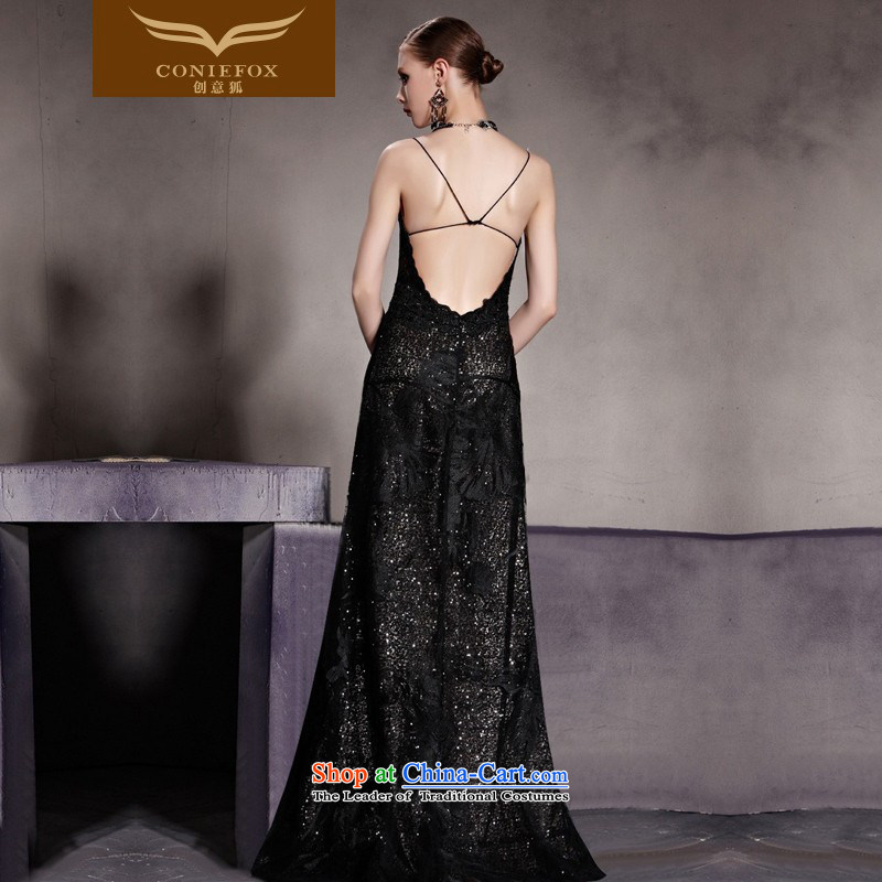 Creative Fox evening dress black strap and sexy dress wiping the chest to dress evening reception party bows services Foutune of video Thin mesh long skirt 81959 color picture XXL, creative Fox (coniefox) , , , shopping on the Internet