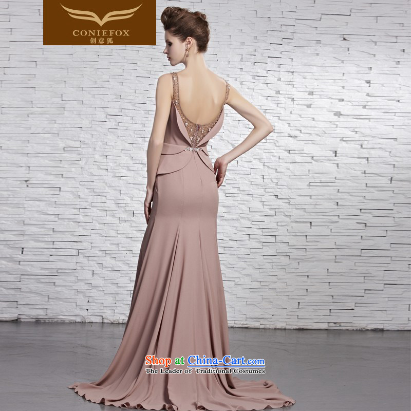 Creative Fox evening dress stylish U-shaped billowy flounces dress skirts and sexy shoulders banquet evening dress elegant long gown tails under the auspices of long skirt 81595 picture color XL, creative Fox (coniefox) , , , shopping on the Internet