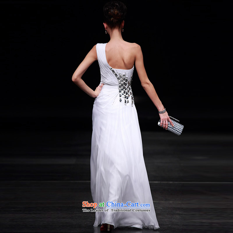 Creative Fox evening dress stylish shoulder larger banquet evening dresses bridesmaid services under the auspices of dress on drill evening drink service performance long skirt 80683 White XL, creative Fox (coniefox) , , , shopping on the Internet