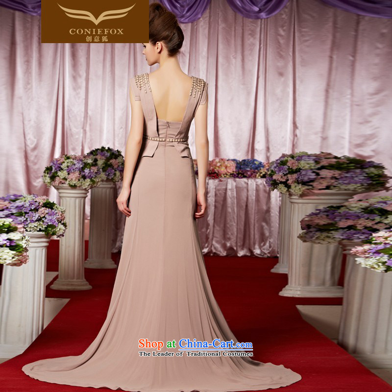 The kitsune dress creative new apricot elegant banquet evening dresses exhibition under the auspices of dress noble shoulders tail dress performances long skirt 30256 picture color XXL, creative Fox (coniefox) , , , shopping on the Internet