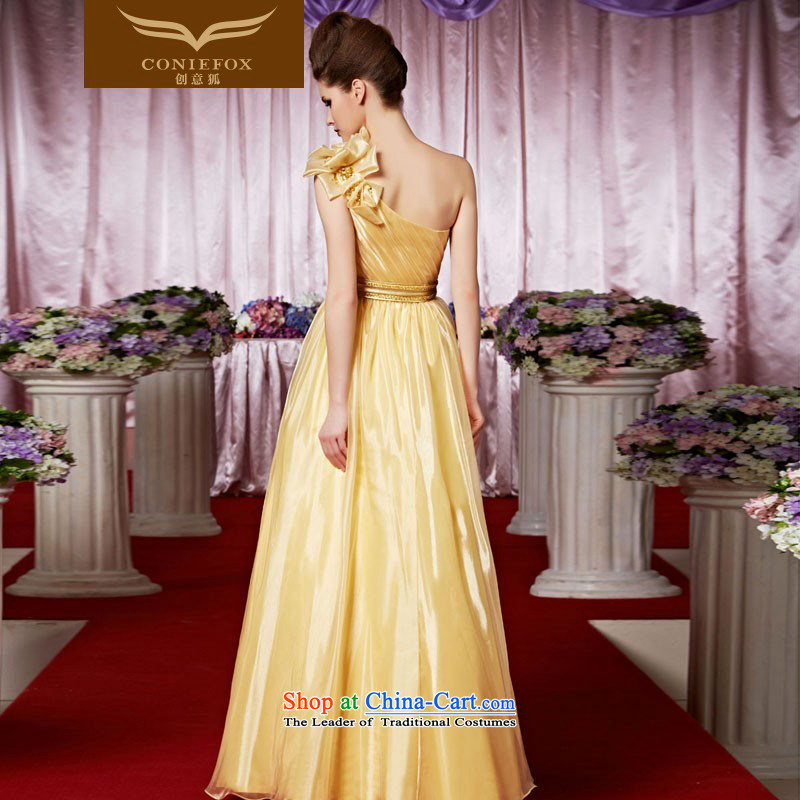 Creative Fox evening dress stylish evening banquet gold flowers evening dresses shoulder stylish Foutune of dress skirt presided over 30266 dress pictures show color XXL, creative Fox (coniefox) , , , shopping on the Internet