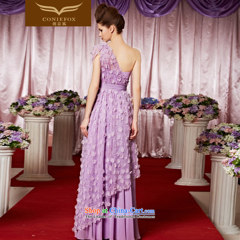 The kitsune elegant evening dress creative Long Purple shoulder bride bridesmaid dress marriage evening dresses performances conducted dress skirts and flower color picture M creative 30323 Fox (coniefox) , , , shopping on the Internet