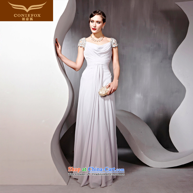 Creative Fox evening dresses package shoulder length, banquet evening dresses bows services under the auspices of the annual session will dress noble evening dress 56699 S Light Gray