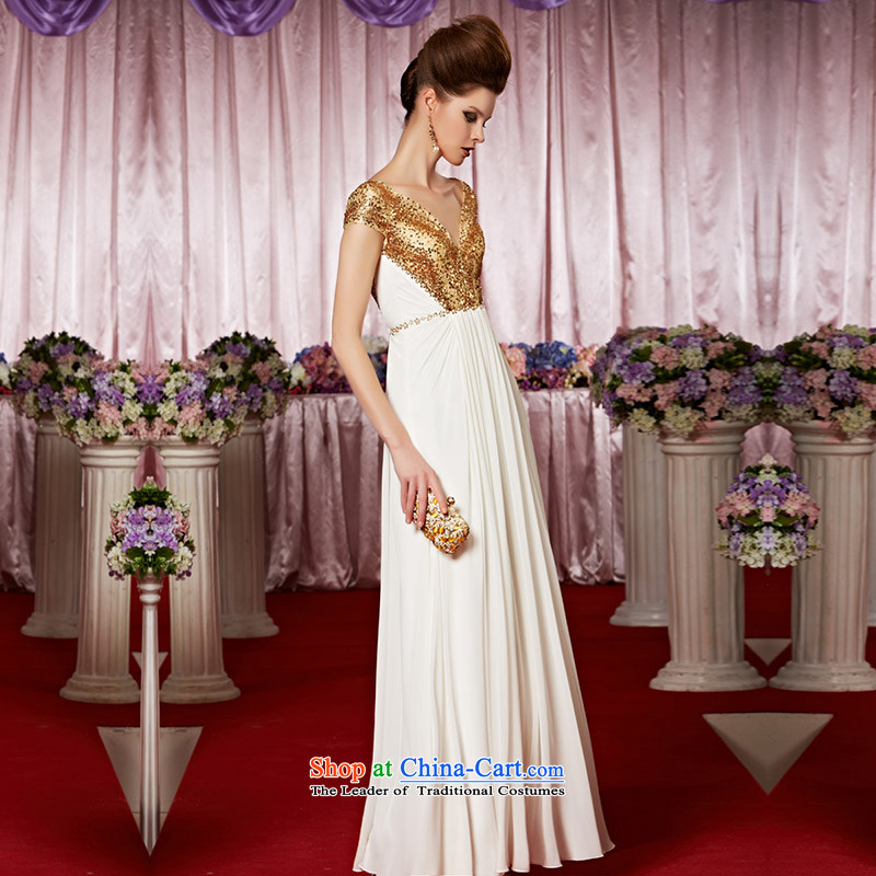 Creative Fox evening dress stylish package shoulder to dress golden wedding dress deep color spell V nail pearl evening dresses auspices dress uniform color pictures courtesy 30362 S creative Fox (coniefox) , , , shopping on the Internet