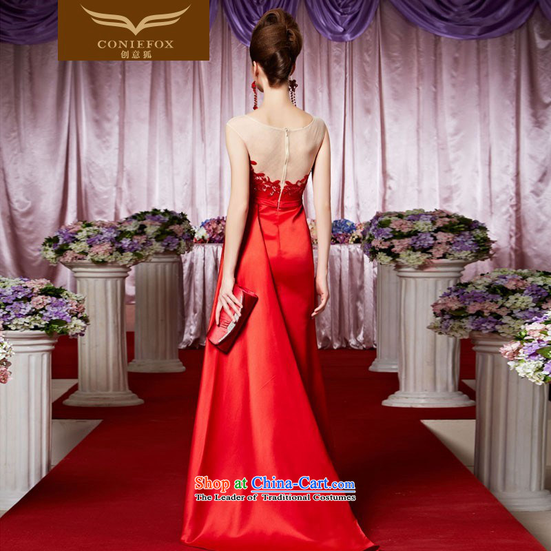 The kitsune evening dresses brides creative bows dress red shoulders tail to dress marriage Foutune of dress skirt welcome banquet service 30395 picture color XL, creative Fox (coniefox) , , , shopping on the Internet