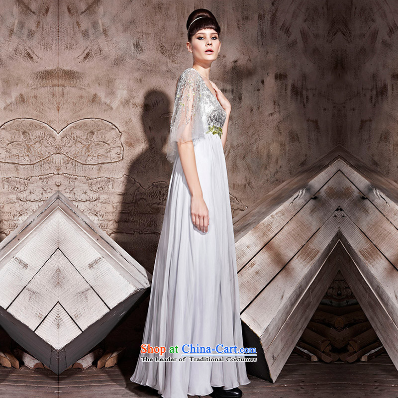 Creative Fox evening dresses V-Neck long evening dresses and bows bridesmaid dress dress uniform sit back and relax in one of the annual meetings of the chairpersons dress long skirt 81018  M, creative fox gray (coniefox) , , , shopping on the Internet