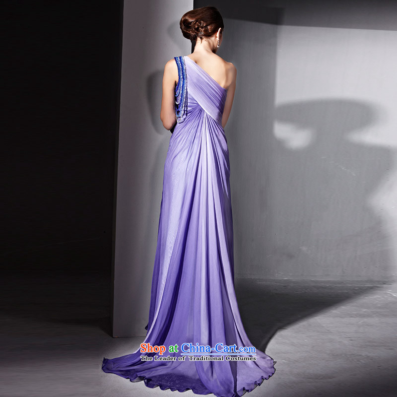 Creative Fox evening dresses and sexy Beveled Shoulder high waist video thin evening dresses gradient purple bows dress annual will preside over a welcoming service dress 81025 purple XL, creative Fox (coniefox) , , , shopping on the Internet