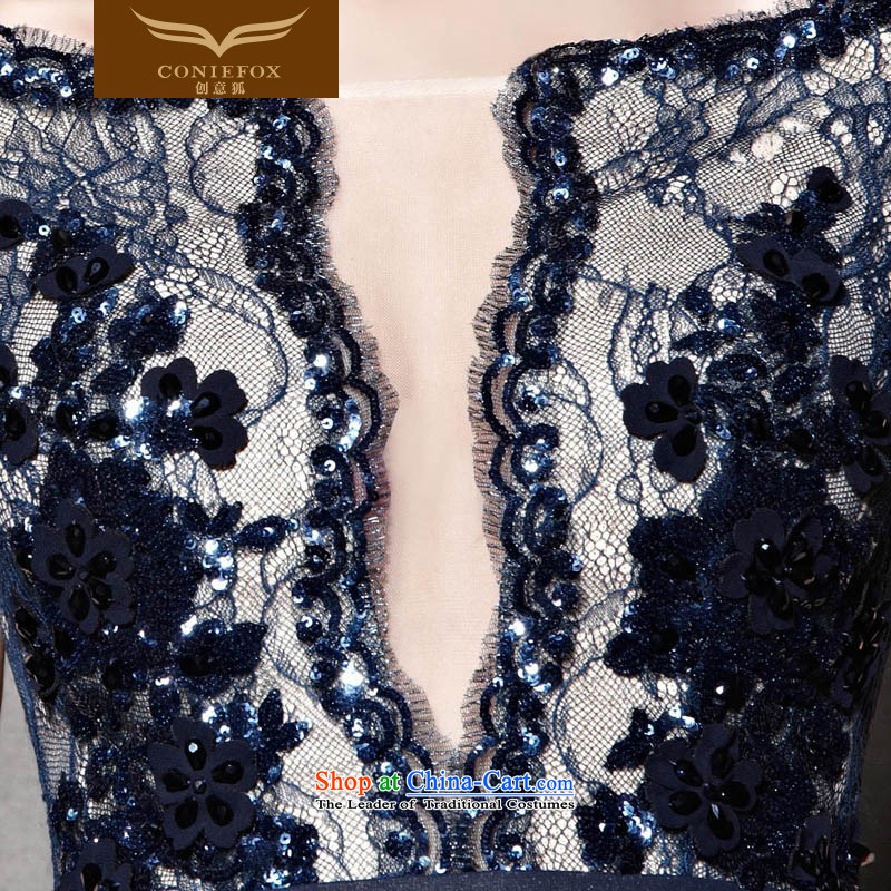 Creative Fox evening dress blue-chip on the shoulders of flowers evening dresses evening drink services shoulder to dress performances conducted dress uniform color pictures courtesy 30525 S creative Fox (coniefox) , , , shopping on the Internet