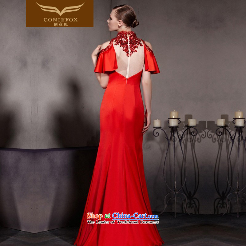 The kitsune dress creative new red wedding dress cheongsam dress crowsfoot bride toasting champagne evening dress presided over a welcoming service 30,535 were started during picture dress color S creative Fox (coniefox) , , , shopping on the Internet