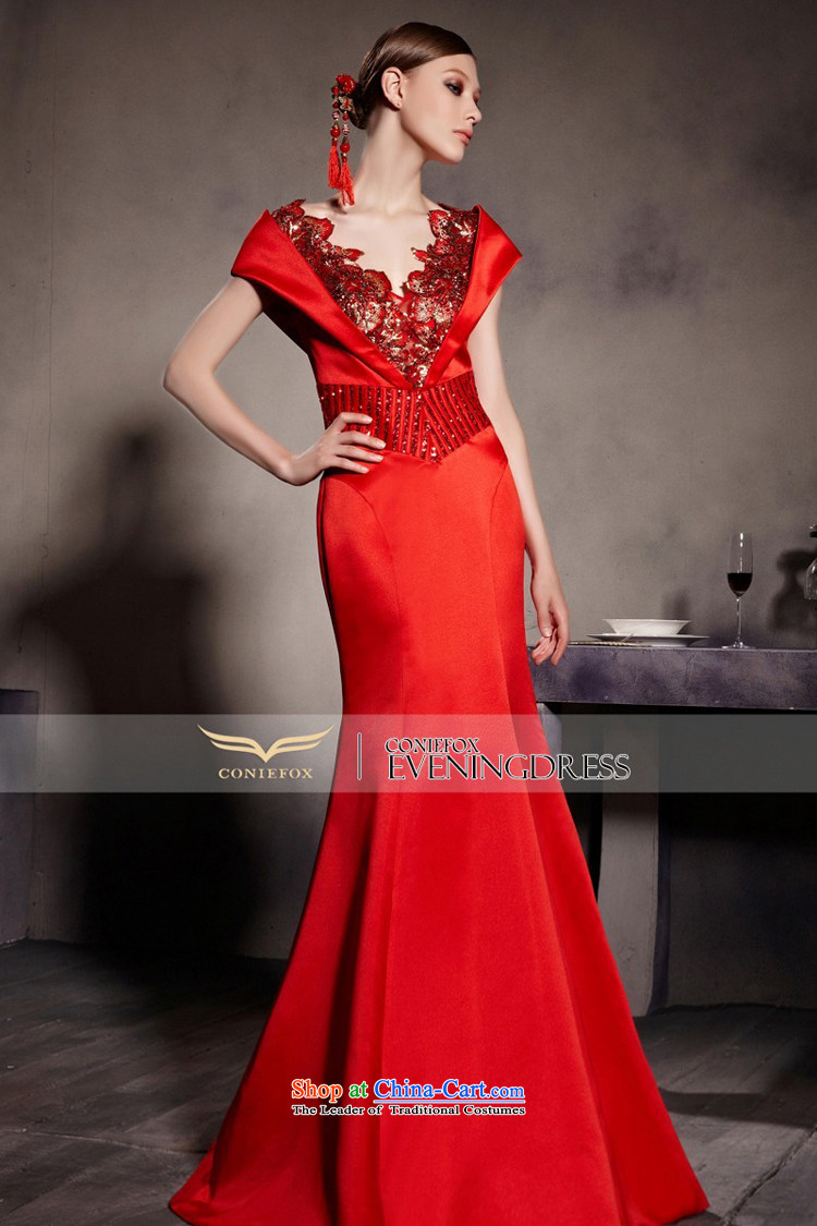 Creative Fox evening dresses red shoulders wedding dress bridal dresses Top Loin of slimming crowsfoot bows services deep V retro evening dresses long skirt 30566 color picture pictures, prices, M brand platters! The elections are supplied in the national character of distribution, so action, buy now enjoy more preferential! As soon as possible.