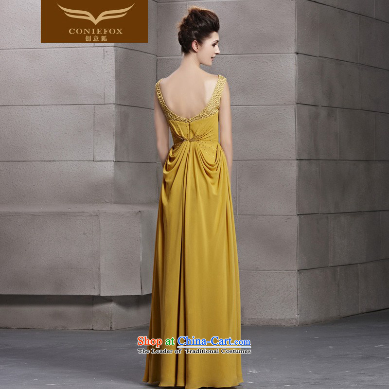 Creative Fox evening dresses yellow engraving noble banquet dinner dress shoulders long gown evening drink service     under the auspices of the annual dress long skirt 30083 picture color S creative Fox (coniefox) , , , shopping on the Internet