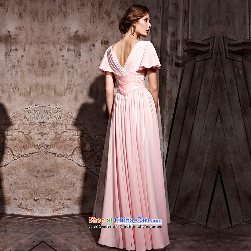 Creative Fox evening dress short-sleeved floating cuff pink dress evening banquet bows dress wedding dress skirt welcome service under the auspices of the annual session of 81063 dress pink S creative Fox (coniefox) , , , shopping on the Internet