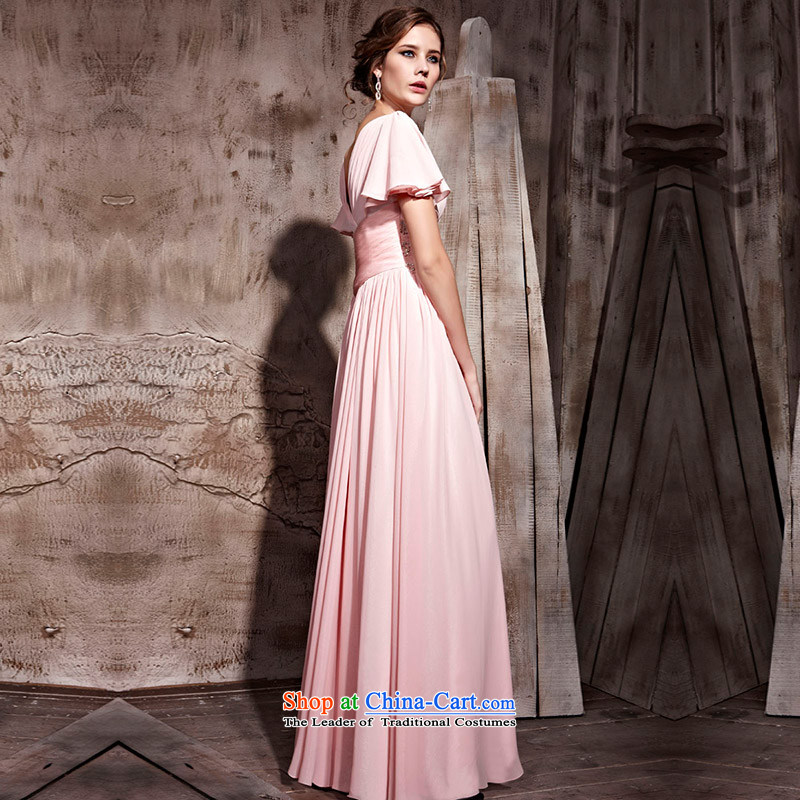 Creative Fox evening dress short-sleeved floating cuff pink dress evening banquet bows dress wedding dress skirt welcome service under the auspices of the annual session of 81063 dress pink S creative Fox (coniefox) , , , shopping on the Internet