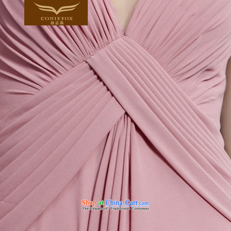 Creative Fox evening dresses pink bride wedding dress bows service long package shoulder elegant dark V dress long skirt bridesmaid dress 30093 color pictures under the auspices of dress XXL, creative Fox (coniefox) , , , shopping on the Internet