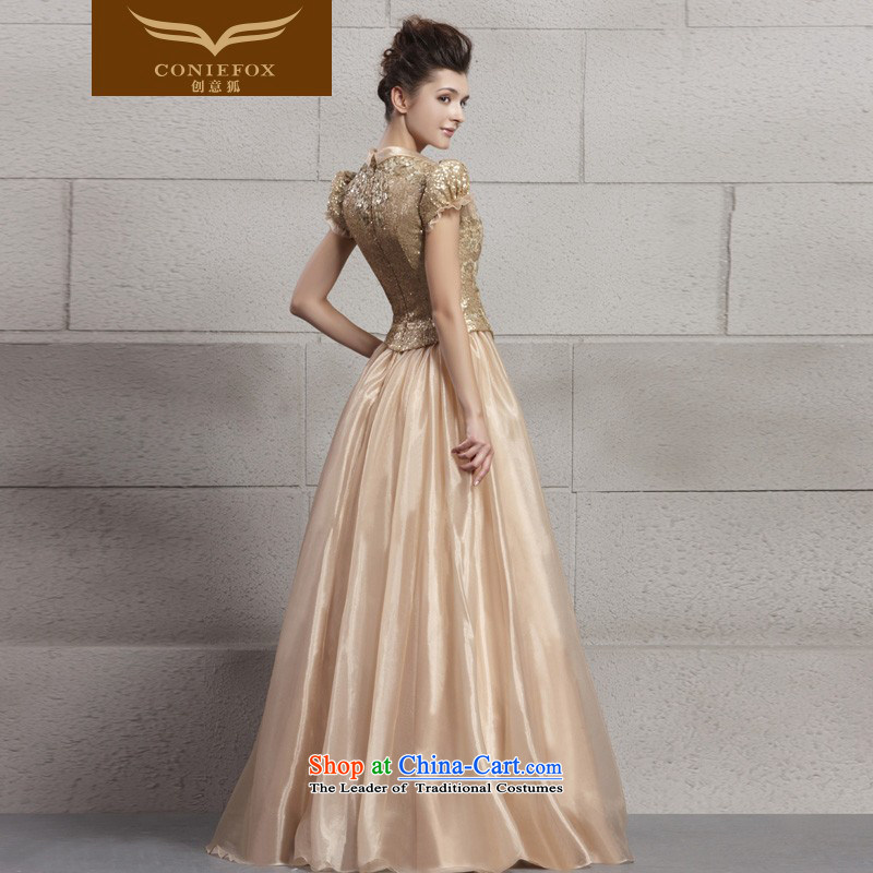 Creative Fox evening dresses gold on chip banquet evening dresses long bridesmaid dress bride wedding dresses, princess services welcome dress long skirt picture color S creativity 30096 by Fox (coniefox) , , , shopping on the Internet