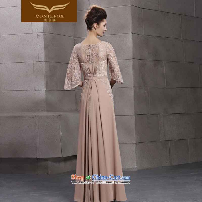 Creative Fox evening dresses 2015 new stylish large cuff banquet dinner dress lace dress events including dress bridesmaid Yingbin dress 30103 champagne color XL, creative Fox (coniefox) , , , shopping on the Internet