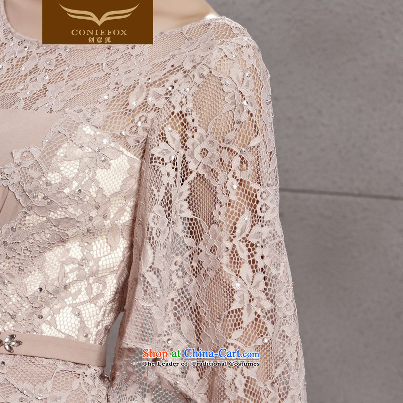 Creative Fox evening dresses 2015 new stylish large cuff banquet dinner dress lace dress events including dress bridesmaid Yingbin dress 30103 champagne color XL, creative Fox (coniefox) , , , shopping on the Internet