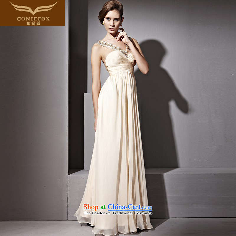 Creative Fox evening dresses and minimalist style and sexy toasting champagne dress uniform show welcome service Female dress suit 81128 apricot XXL