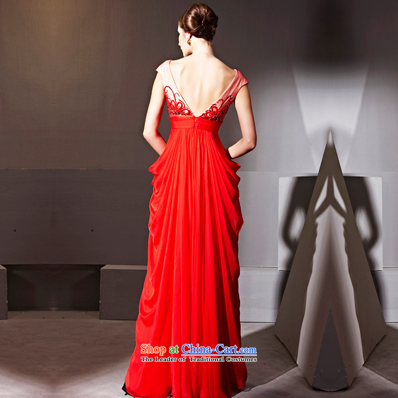 Creative Fox evening dresses red wedding dress Bridal Services festive evening dress bows and sexy deep V banquet hosted evening dresses dress 81135 Red Fox (coniefox XXL, creative) , , , shopping on the Internet