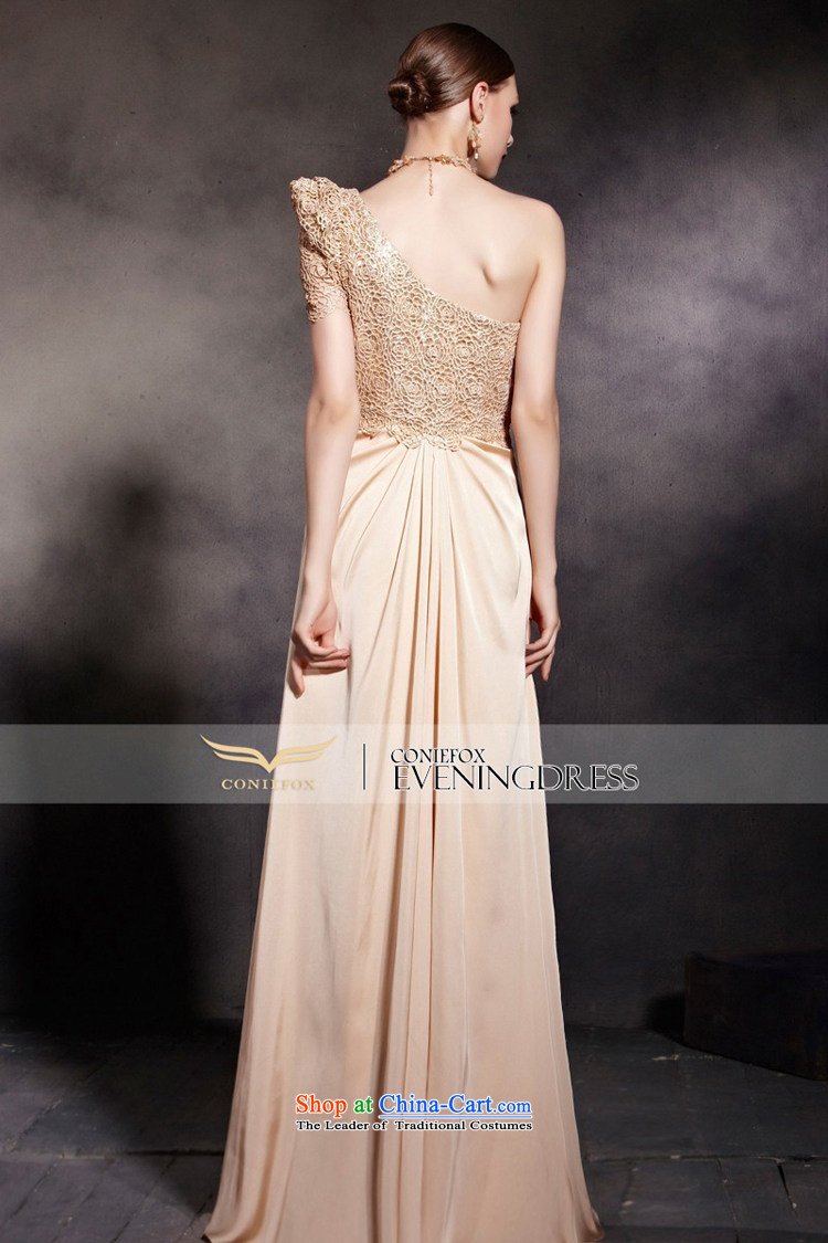 Creative Fox evening dresses gold shoulder dress classy Beveled Shoulder auspices dress stylish lace evening banquet will long gown 30605 color picture pictures, prices, XL brand platters! The elections are supplied in the national character of distribution, so action, buy now enjoy more preferential! As soon as possible.