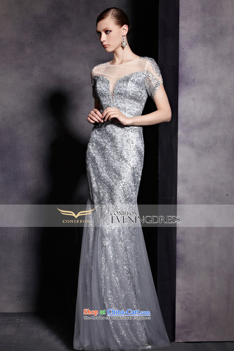 Creative Fox evening dress stylish silver banquet dinner dress shoulders long gown to show exhibition under the auspices of Dress Suit 81836 picture color pictures, prices, XXL brand platters! The elections are supplied in the national character of distribution, so action, buy now enjoy more preferential! As soon as possible.