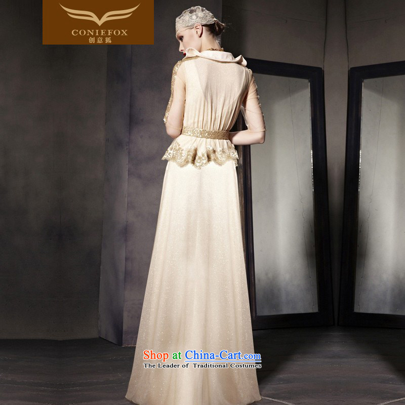 The kitsune dress creative new banquet style evening dress to dress up the gold chip performance dress long two kits of 30508 color pictures , L dress creative Fox (coniefox) , , , shopping on the Internet