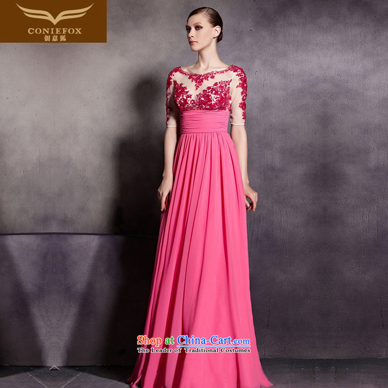 Creative Fox evening dress in Pink Sleeve length_ and dress shoulders evening dresses evening drink service high waist video thin red carpet show picture color dress 30516 to Timing?XXL