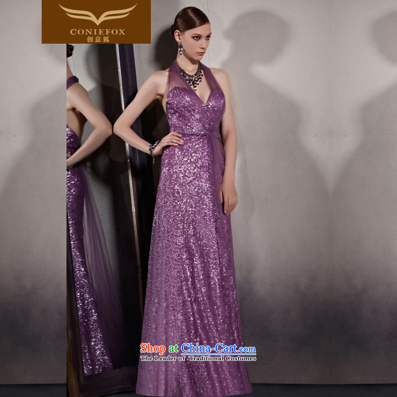 Creative Fox evening dresses purple to dress sexy deep V back-to-dress also dress stage shows long red carpet dress 30550 picture color XXL, creative Fox (coniefox) , , , shopping on the Internet