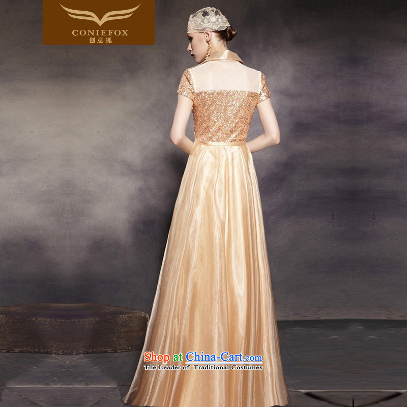 Creative Fox evening dress Stylish retro gold princess dress shoulders to long evening dresses performances conducted dress dress long skirt 30565 color pictures , L, creative Fox (coniefox) , , , shopping on the Internet