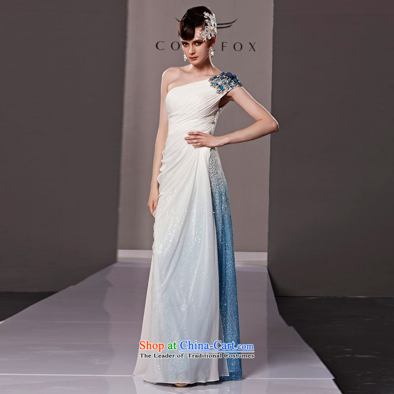 Creative Fox evening dresses elegance single shoulder length) under the auspices of the annual dinner dress banquet dress exhibition service name ethnic performances wind dress skirt at extension 81120 XXL, white creative Fox (coniefox) , , , shopping on the Internet