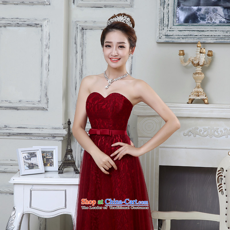 Embroidered bride 2015 summer is the new Marriage Services Korean female thin stylish elegance Sau San video long evening dress dark red shipping, S suzhou embroidery bride shopping on the Internet has been pressed.