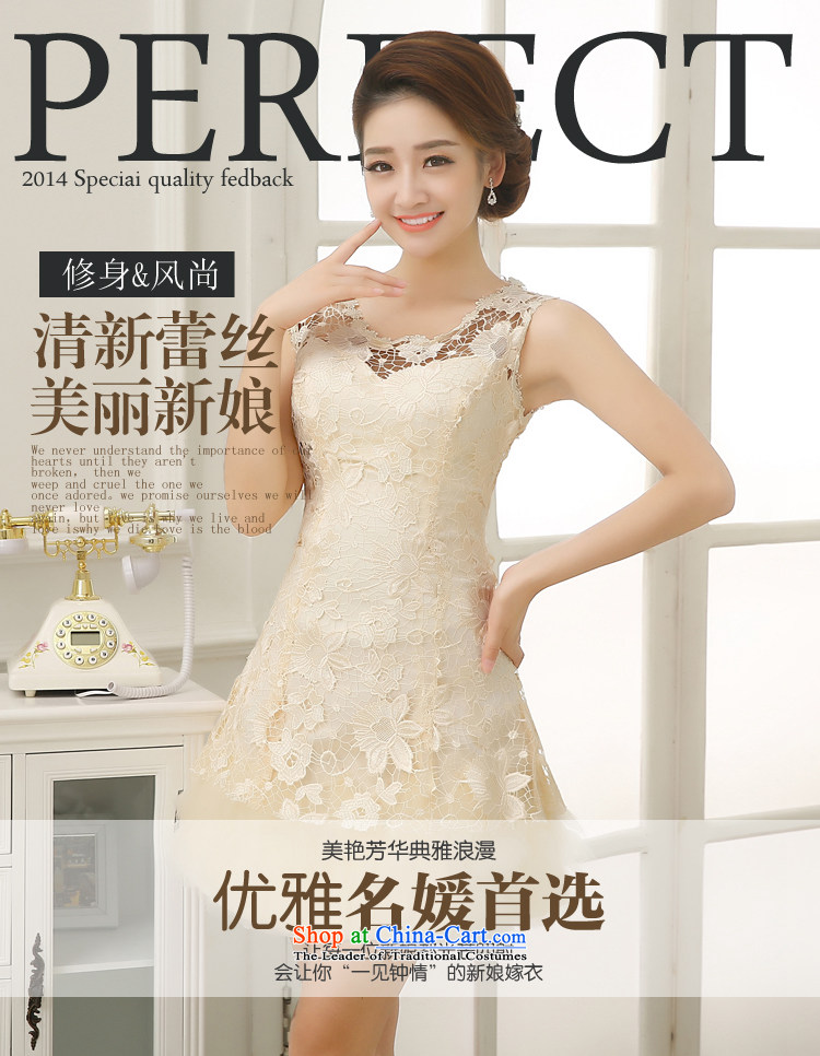 No bridesmaid dresses bride embroidered short of Princess bon bon skirt small dress shoulders white lace bride bows to champagne color pictures, shipment Suzhou XL price, brand platters! The elections are supplied in the national character of distribution, so action, buy now enjoy more preferential! As soon as possible.