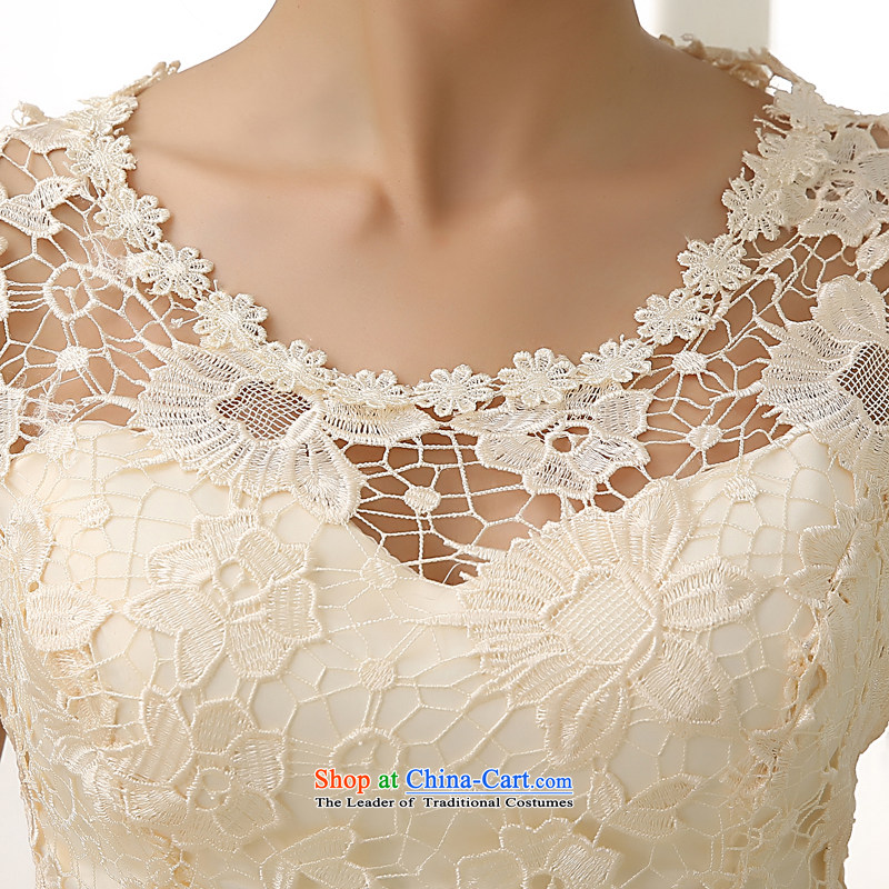 No bridesmaid dresses bride embroidered short of Princess bon bon skirt small dress shoulders white lace bride bows to champagne color XL , Suzhou embroidery brides shipment has been pressed shopping on the Internet