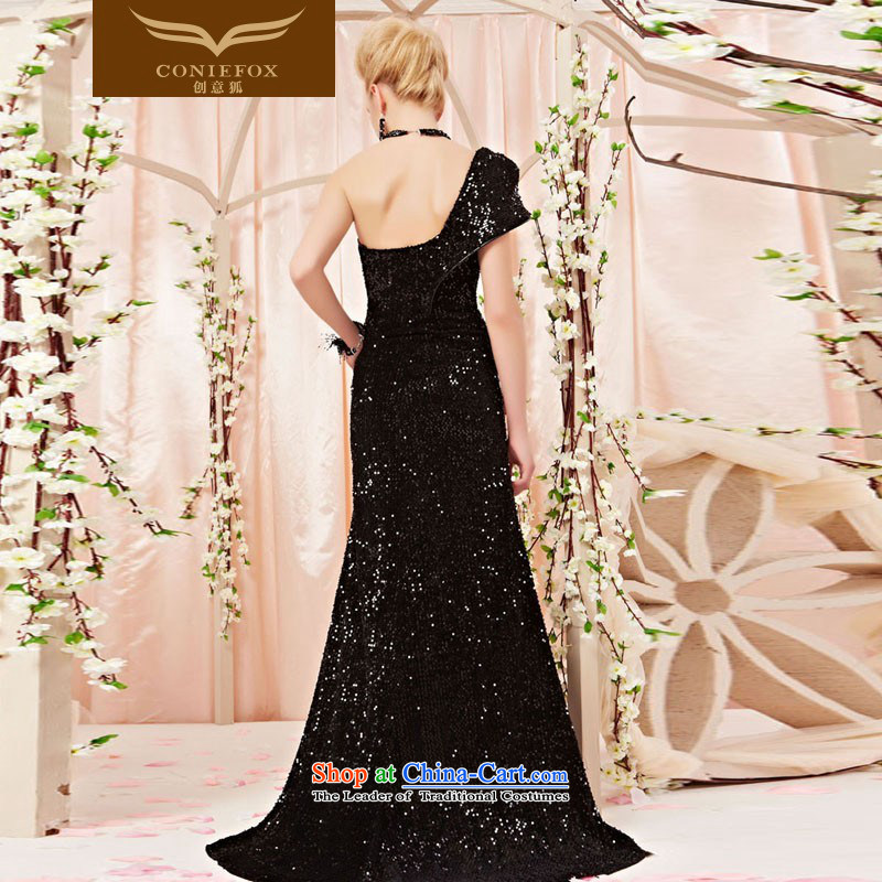 The kitsune elegant evening dress creative single shoulder bags edge black dress on-chip banquet skirt evening dress bows services under the auspices of the Annual Show 30315 color pictures dress XL, creative Fox (coniefox) , , , shopping on the Internet