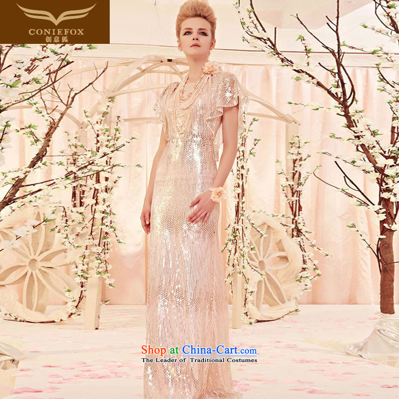 Creative Fox evening dresses niba side sleeves dress skirt elegant long on-chip banquet evening dresses marriage under the auspices of the annual dinner dress suit skirt 30353 color picture XL