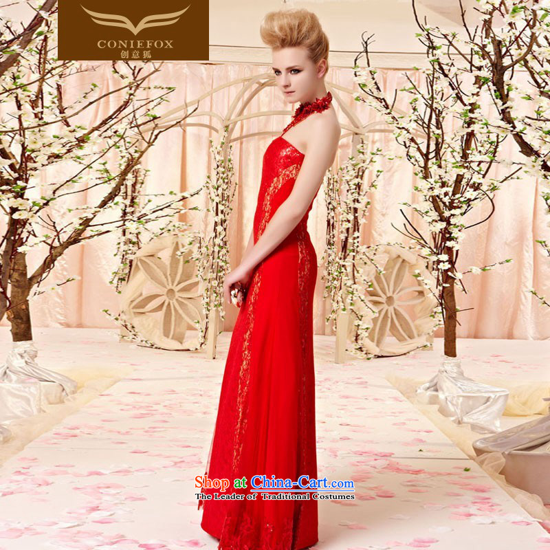 Creative Fox evening dresses and sexy beauty chest anointed lace long evening dress skirt red bride wedding dress evening banquet bows dress 30361 picture color XL, creative Fox (coniefox) , , , shopping on the Internet