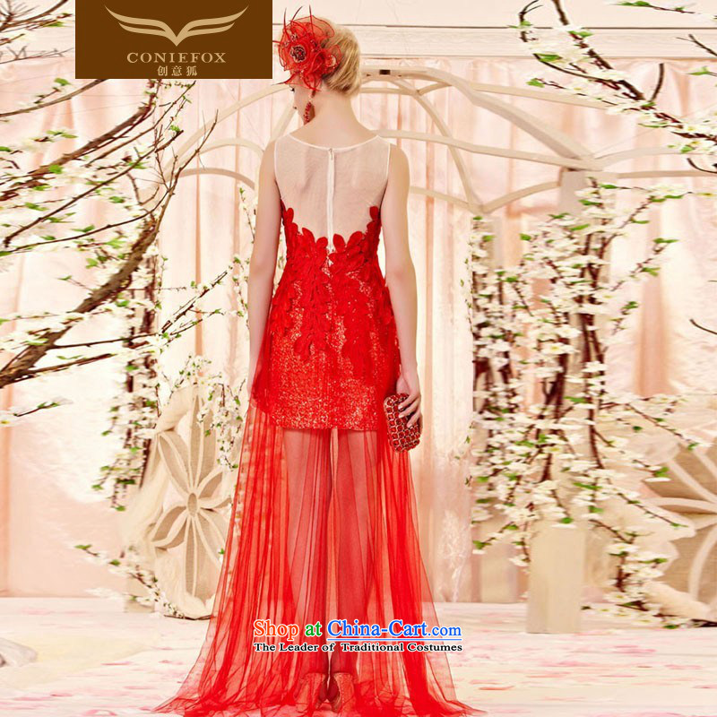 Creative Fox evening dress stylish lace nets banquet evening dresses red petals wedding dress bows to the spring and summer wedding dresses dresses 30396 picture color L, creative Fox (coniefox) , , , shopping on the Internet