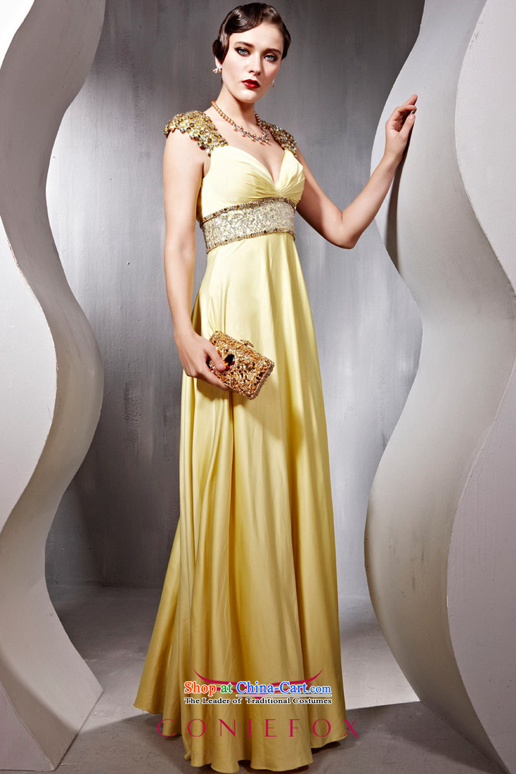 Creative Fox evening dress shoulders banquet dinner dress gold Sau San evening dresses Palace followed under the auspices of the annual concert dresses long dresses 56696 S pictures, price yellow, brand platters! The elections are supplied in the national character of distribution, so action, buy now enjoy more preferential! As soon as possible.