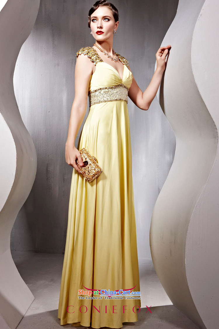 Creative Fox evening dress shoulders banquet dinner dress gold Sau San evening dresses Palace followed under the auspices of the annual concert dresses long dresses 56696 S pictures, price yellow, brand platters! The elections are supplied in the national character of distribution, so action, buy now enjoy more preferential! As soon as possible.