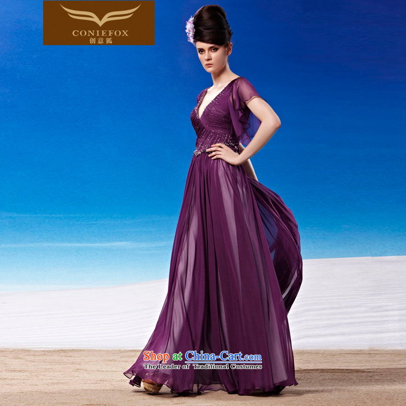 Creative Fox evening dresses purple noble long banquet evening dresses and sexy Deep v evening drink annual service will show dress long skirt 81332 color picture M creative Fox (coniefox) , , , shopping on the Internet