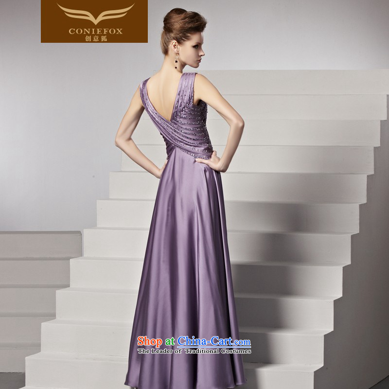 Creative Fox evening dress autumn and winter new long sexy purple shoulders V-Neck evening dress annual meeting under the auspices of dress skirt banquet evening drink service 81358 color picture M creative Fox (coniefox) , , , shopping on the Internet