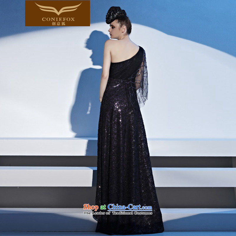 Creative Fox evening dresses deep purple noble exhibition dress long skirt evening dress under the auspices of the annual service lights are stylish bows long evening dresses 81286 picture color L, creative Fox (coniefox) , , , shopping on the Internet