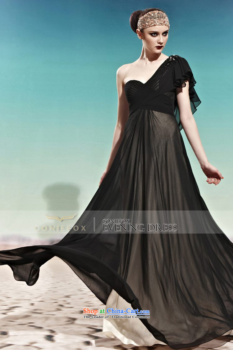 Creative Fox evening dress shoulder long gown continental black dress and chest evening dresses to align the beveled shoulder banquet service 56930 Black XXL toasting champagne picture, prices, brand platters! The elections are supplied in the national character of distribution, so action, buy now enjoy more preferential! As soon as possible.