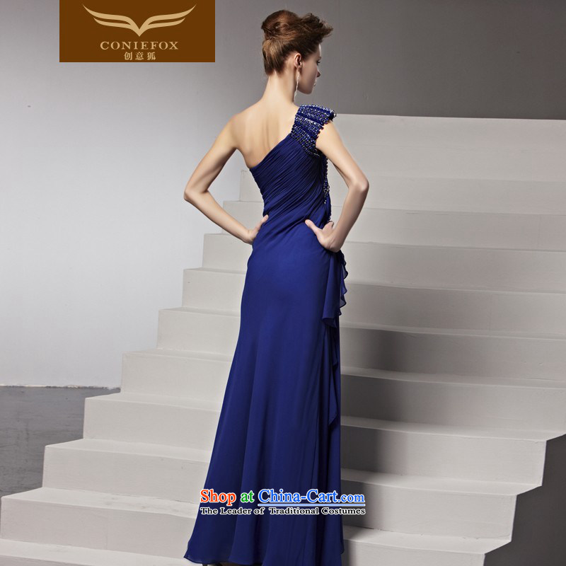 Creative Fox evening dresses new evening dress and stylish blue shoulder evening dresses and bridesmaid dress banquet bows services moderator dress 81392 color picture XL, creative Fox (coniefox) , , , shopping on the Internet