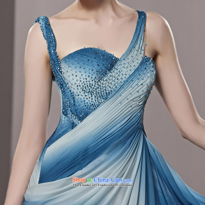 Creative Fox evening dress blue gradient straps and sexy evening dresses toasting champagne evening dress uniform fashion presided over diamond dress 81295 will picture color L, creative Fox (coniefox) , , , shopping on the Internet
