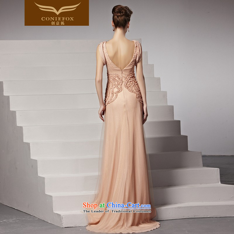Creative Fox evening dresses and sexy deep V bridal dresses sweet pink drink service dresses elegance long tail wedding dress 81510 picture color L, creative Fox (coniefox) , , , shopping on the Internet