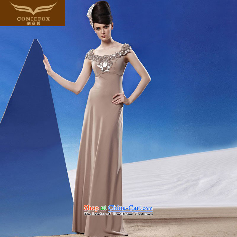 Creative Fox evening dresses winter wedding dress etiquette dress Western Europe Sau San evening will long annual meeting of persons chairing the picture color M 81310 Dress
