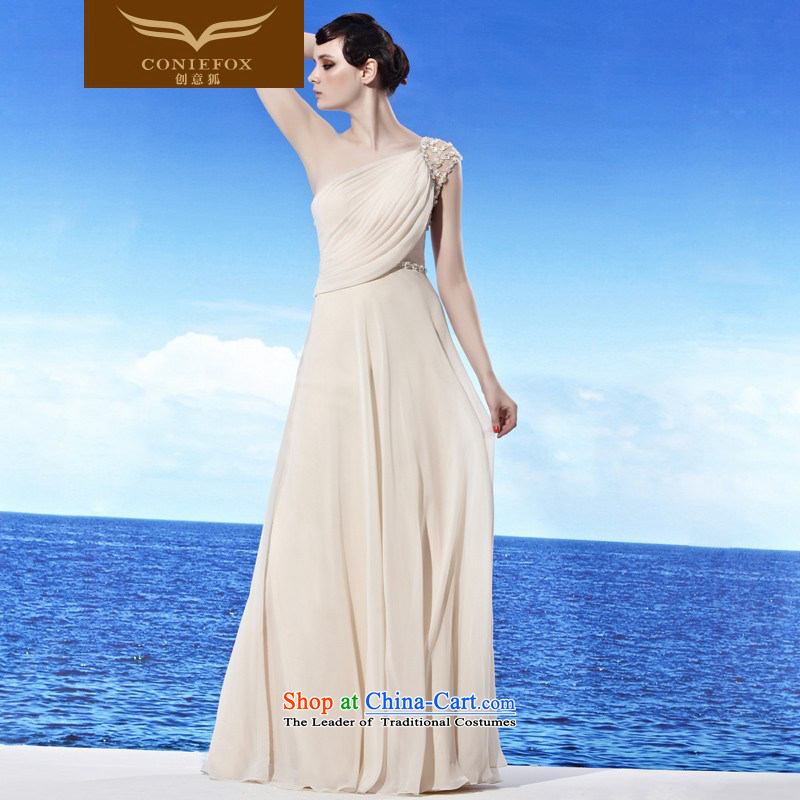 Creative Fox evening dresses long winter bows dress bridesmaid evening dress elegant shoulder and chest evening dresses, simple and classy Western style 56958 picture color XL, creative Fox (coniefox) , , , shopping on the Internet